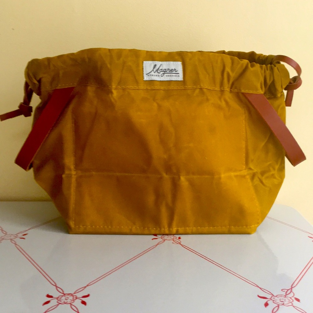 Magner Bag knitting Mustard Yellow Waxed Canvas
